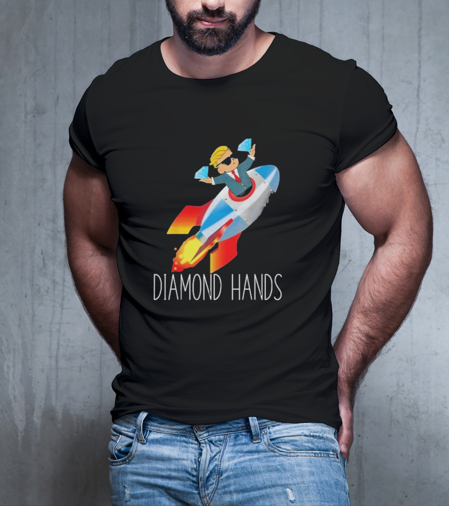 WallStreetBets WSB Diamond Hands Rocket Ship To The Moon T-Shirt