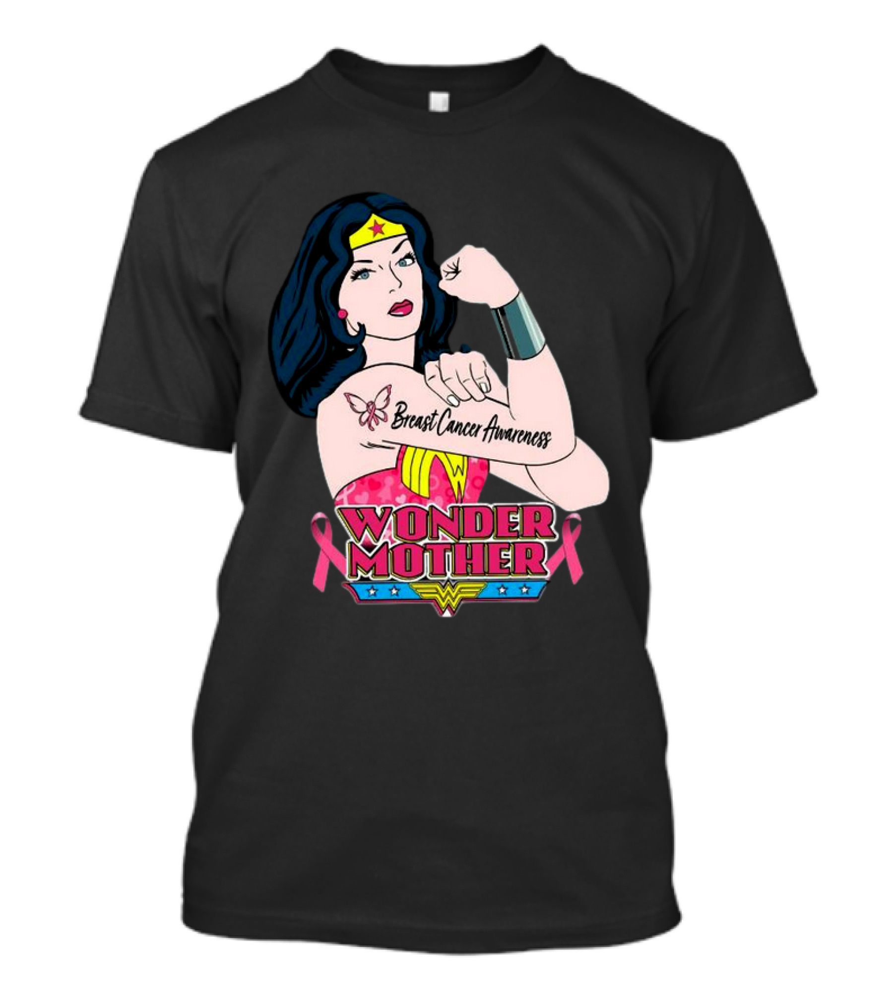 Wonder Woman Breast Cancer Awareness Wonder Mother Pink T-Shirt
