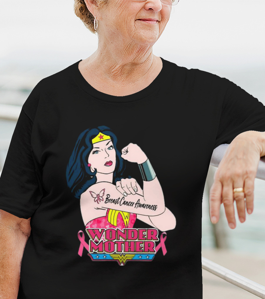 Wonder Woman Breast Cancer Awareness Wonder Mother Pink T-Shirt