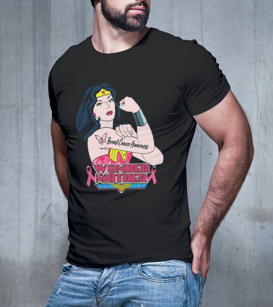 Wonder Woman Breast Cancer Awareness Wonder Mother Pink T-Shirt