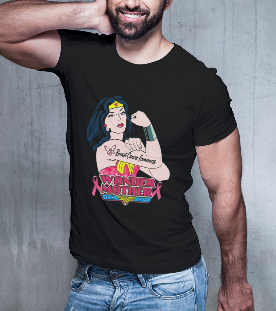 Wonder Woman Breast Cancer Awareness Wonder Mother Pink T-Shirt