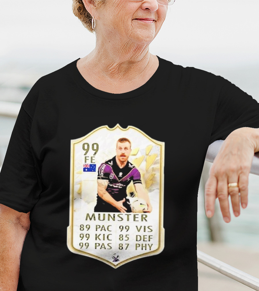 Melbourne Storm Cameron Munster Sports Card PAC VIS KIC DEF PAS PHY T-Shirt
