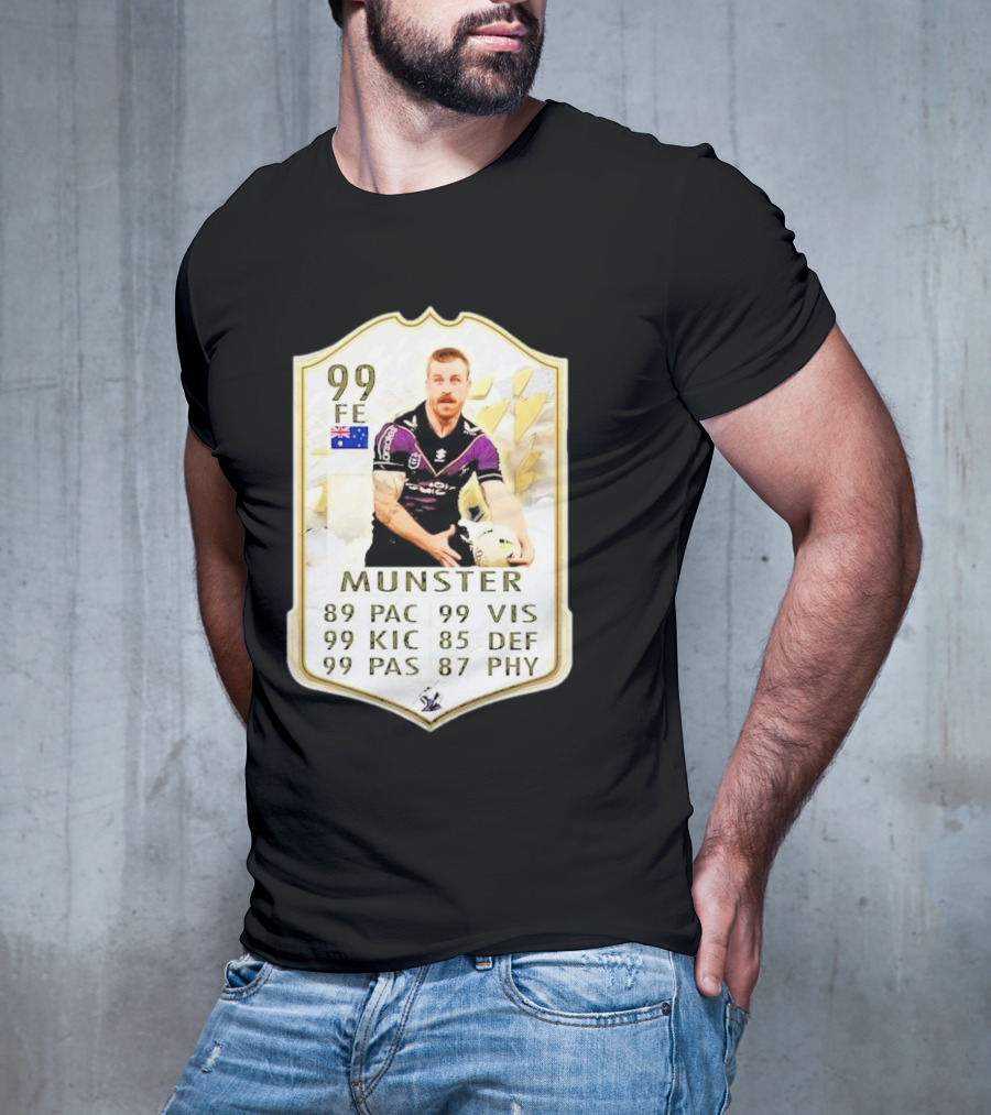 Melbourne Storm Cameron Munster Sports Card PAC VIS KIC DEF PAS PHY T-Shirt