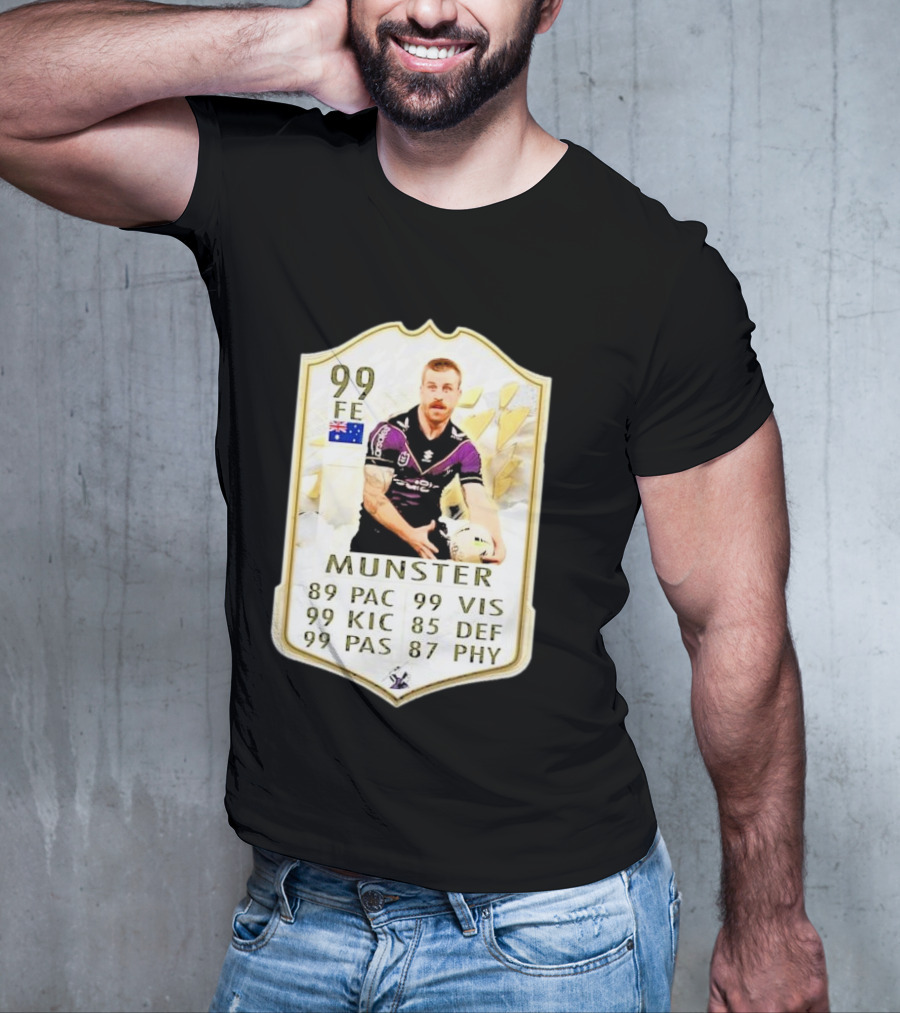 Melbourne Storm Cameron Munster Sports Card PAC VIS KIC DEF PAS PHY T-Shirt