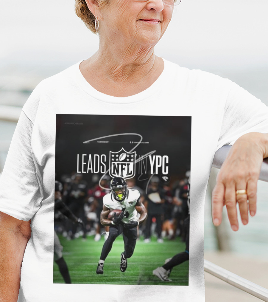 Tank Bigsby Jacksonville Jaguars NFL Leads YPC Signature Football Action T-Shirt