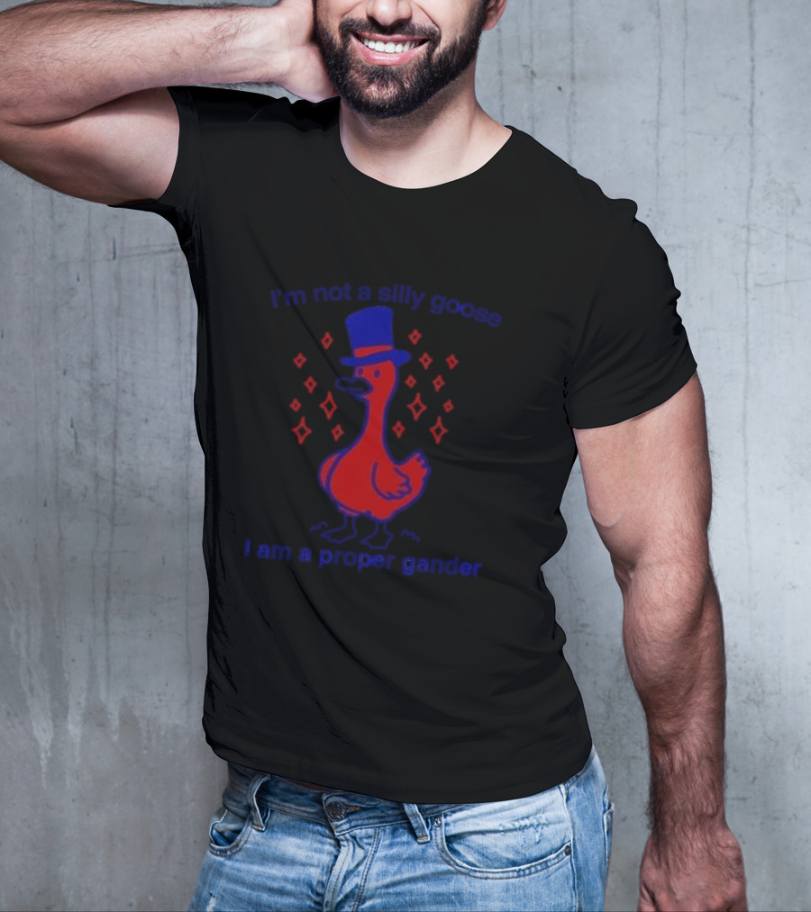 I’m Not A Silly Goose I Am A Proper Gander Top Hat Red Goose With Diamonds T-Shirt