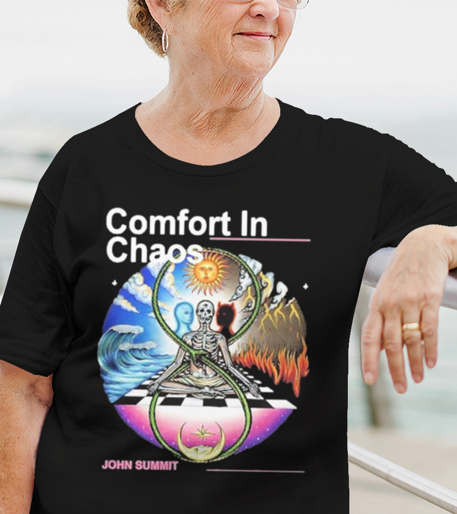 Comfort In Chaos John Summit The Good And The Evil Sun Moon Skeleton T-Shirt