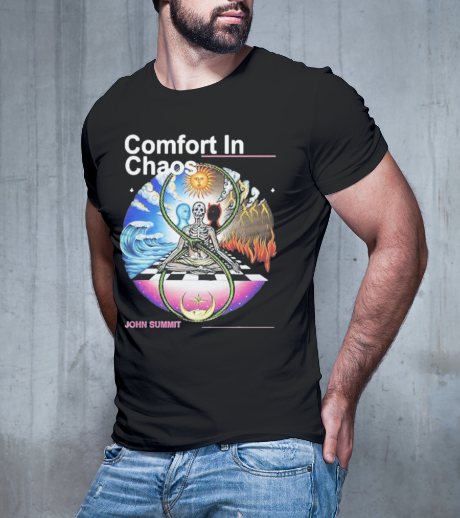 Comfort In Chaos John Summit The Good And The Evil Sun Moon Skeleton T-Shirt