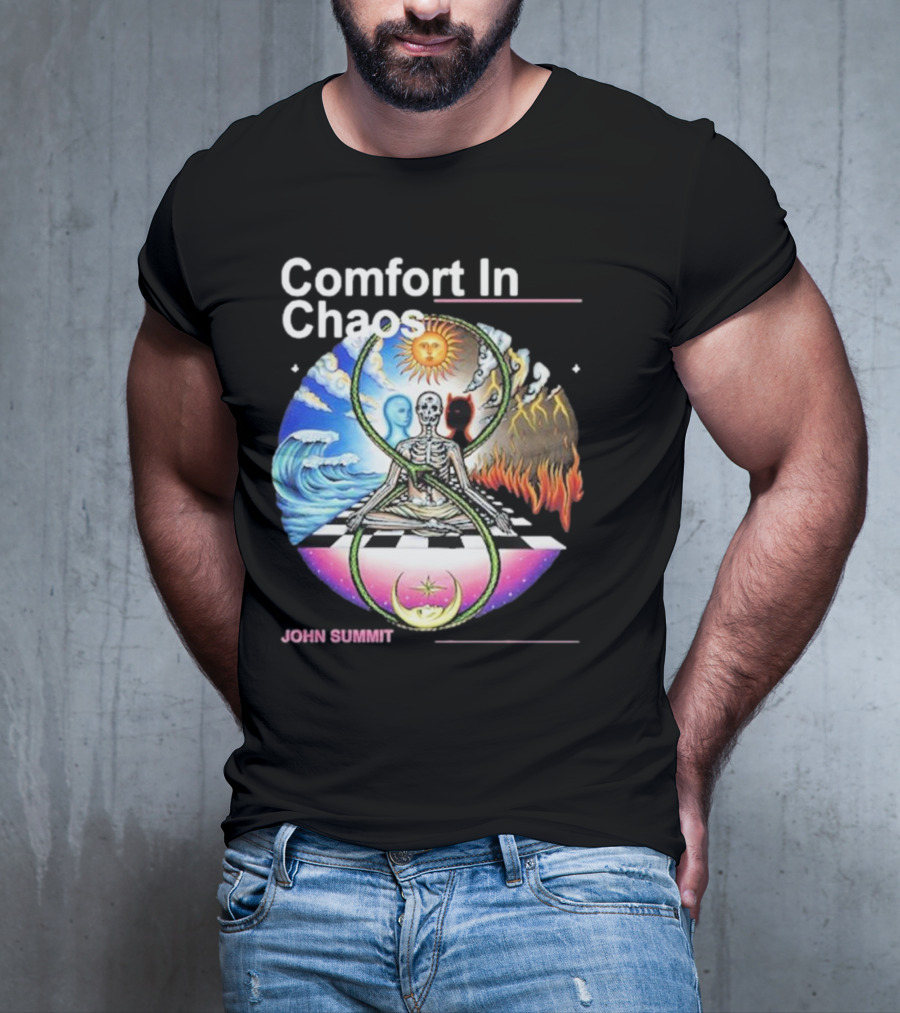 Comfort In Chaos John Summit The Good And The Evil Sun Moon Skeleton T-Shirt