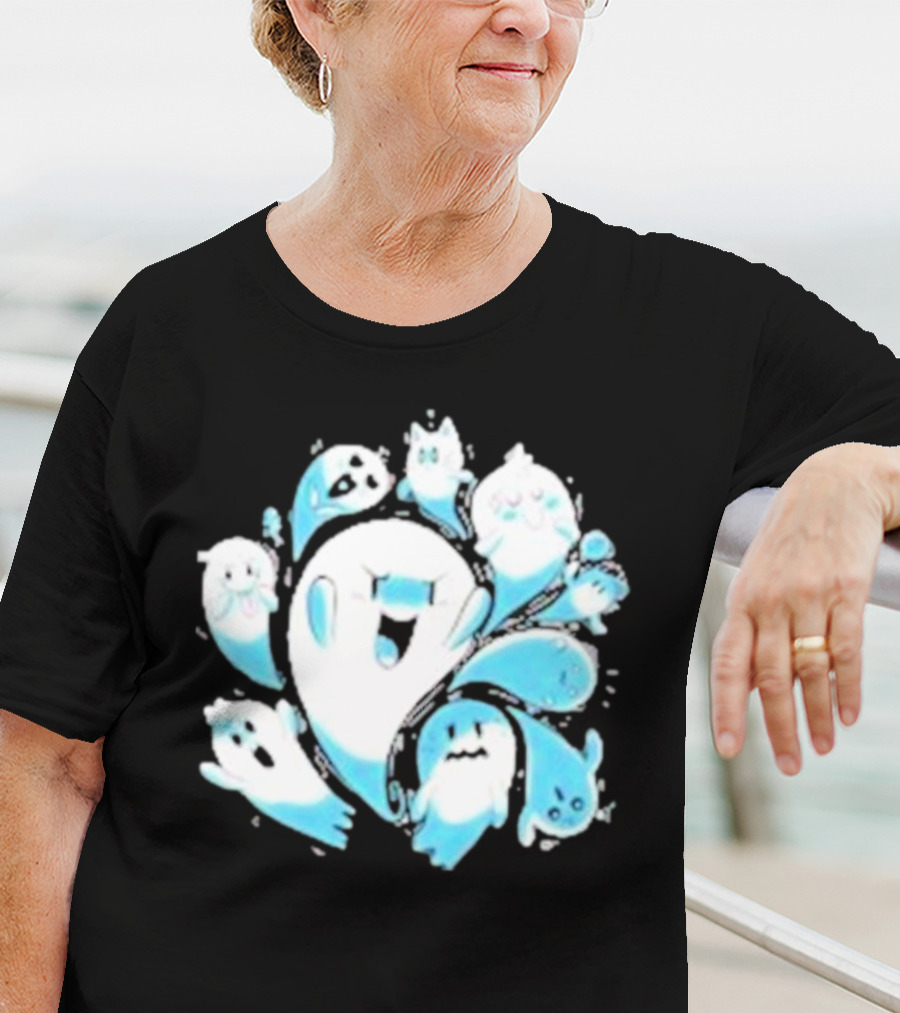 Ghostly Gathering Alexandra Sketch Spooky Blue Spirits T-Shirt