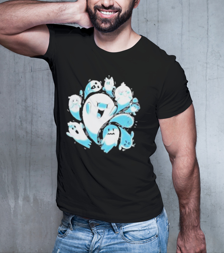 Ghostly Gathering Alexandra Sketch Spooky Blue Spirits T-Shirt