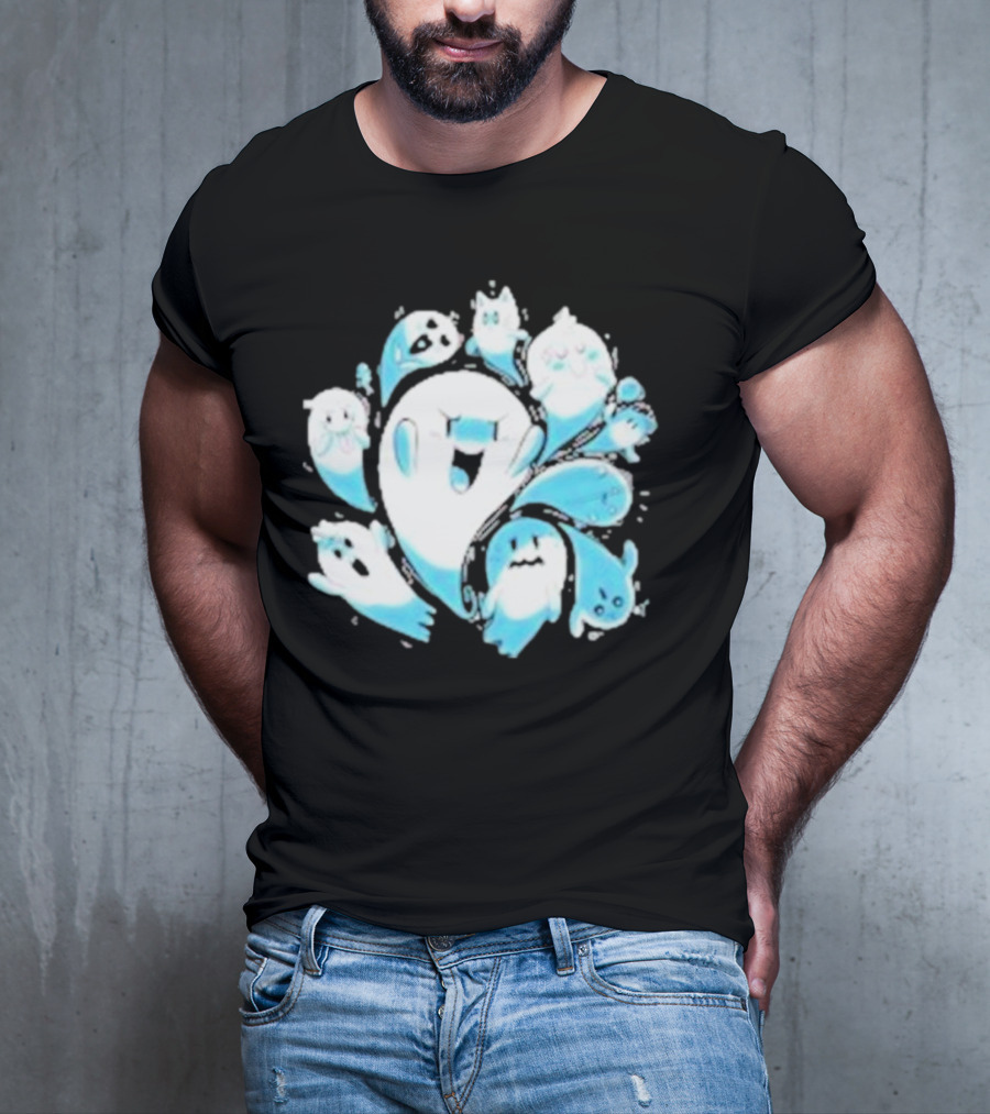 Ghostly Gathering Alexandra Sketch Spooky Blue Spirits T-Shirt