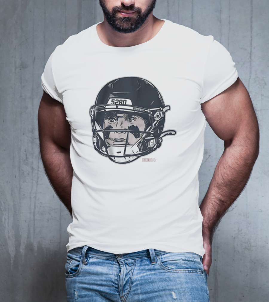 5280 Denver Broncos Crazy Eyes NFL Football Bo Nix Painting T-Shirt