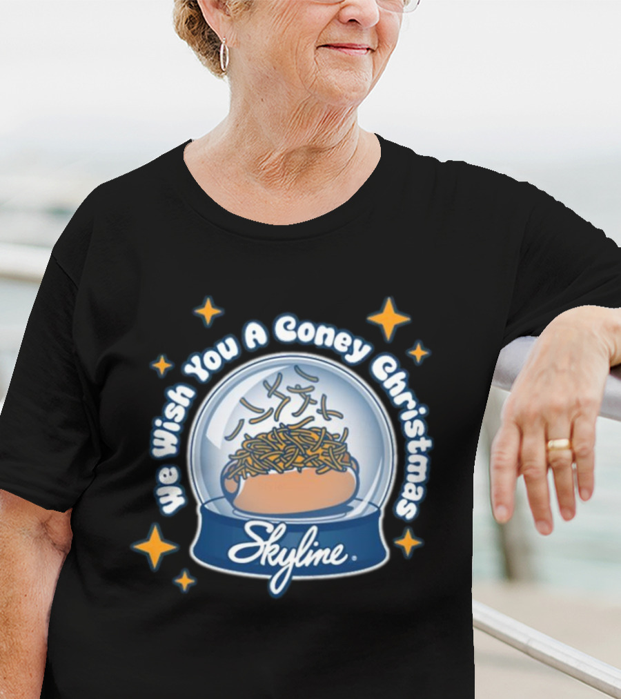 We Wish You A Coney Christmas Snow Globe Skyline Chili T-Shirt