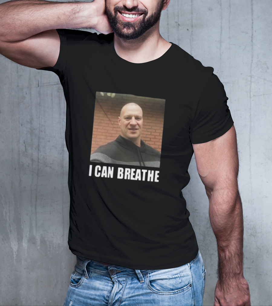 Bruhtees I Can Breathe Man Smiling Against Brick Wall T-Shirt