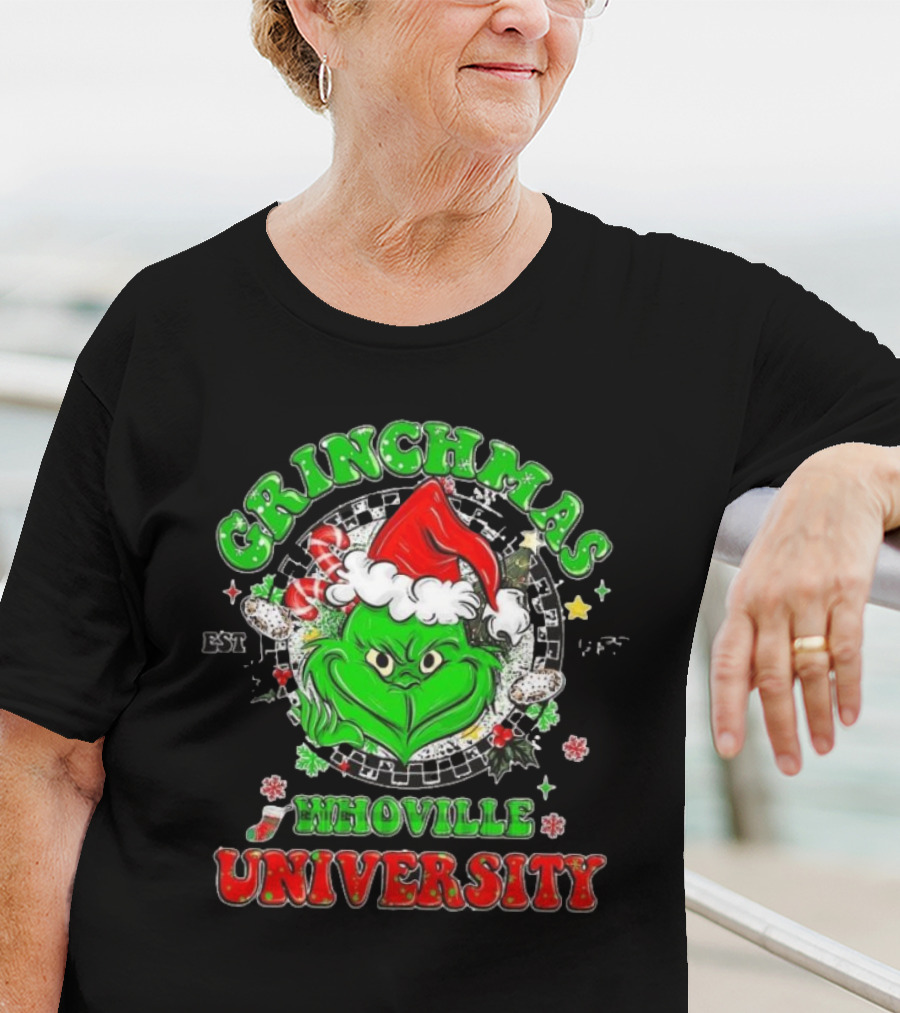 Grinchmas Whoville University Est 1957 Merry Christmas Grinch T-Shirt