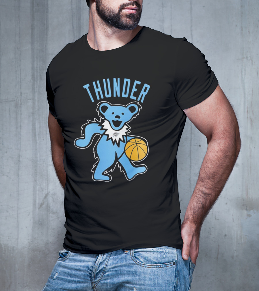 Oklahoma City Thunder Grateful Dead Dancing Bear Basketball T-Shirt
