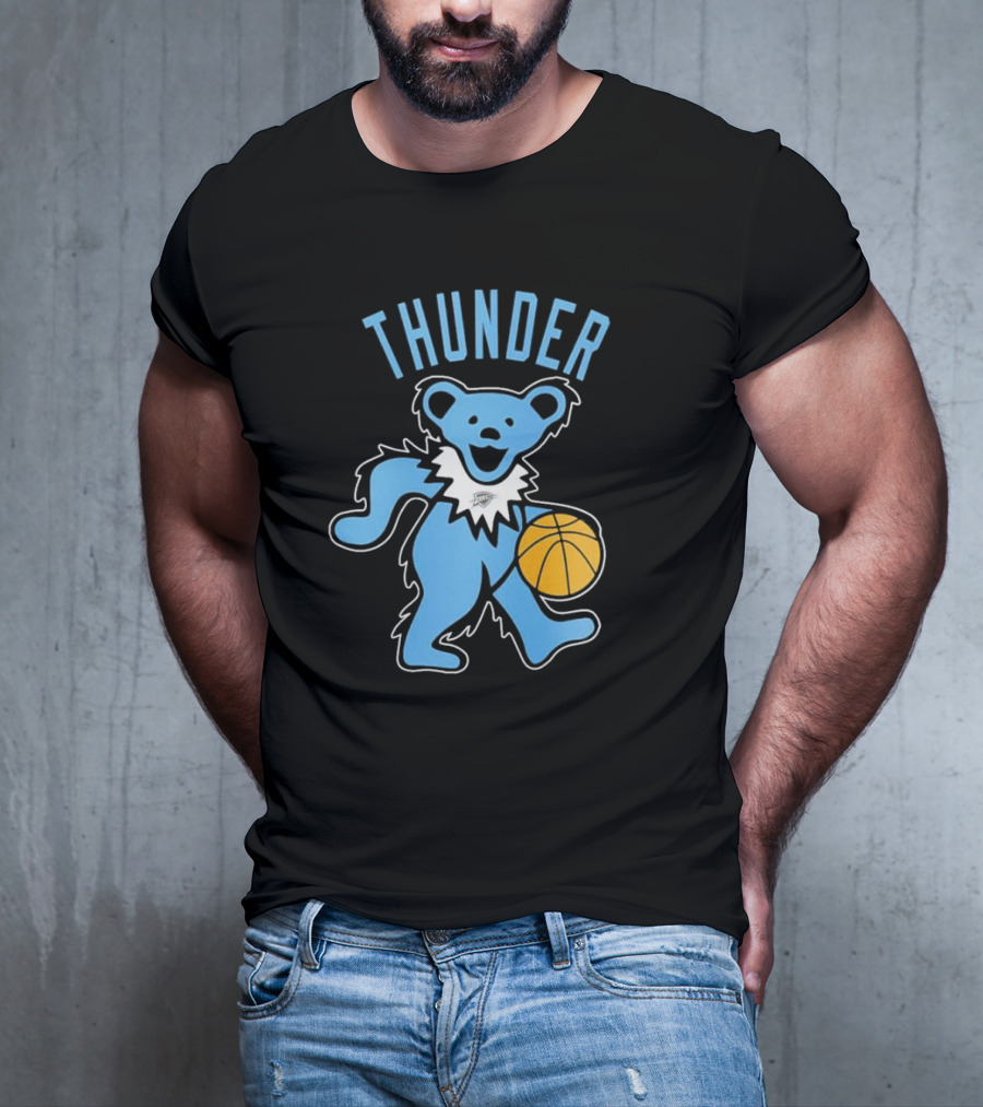 Oklahoma City Thunder Grateful Dead Dancing Bear Basketball T-Shirt