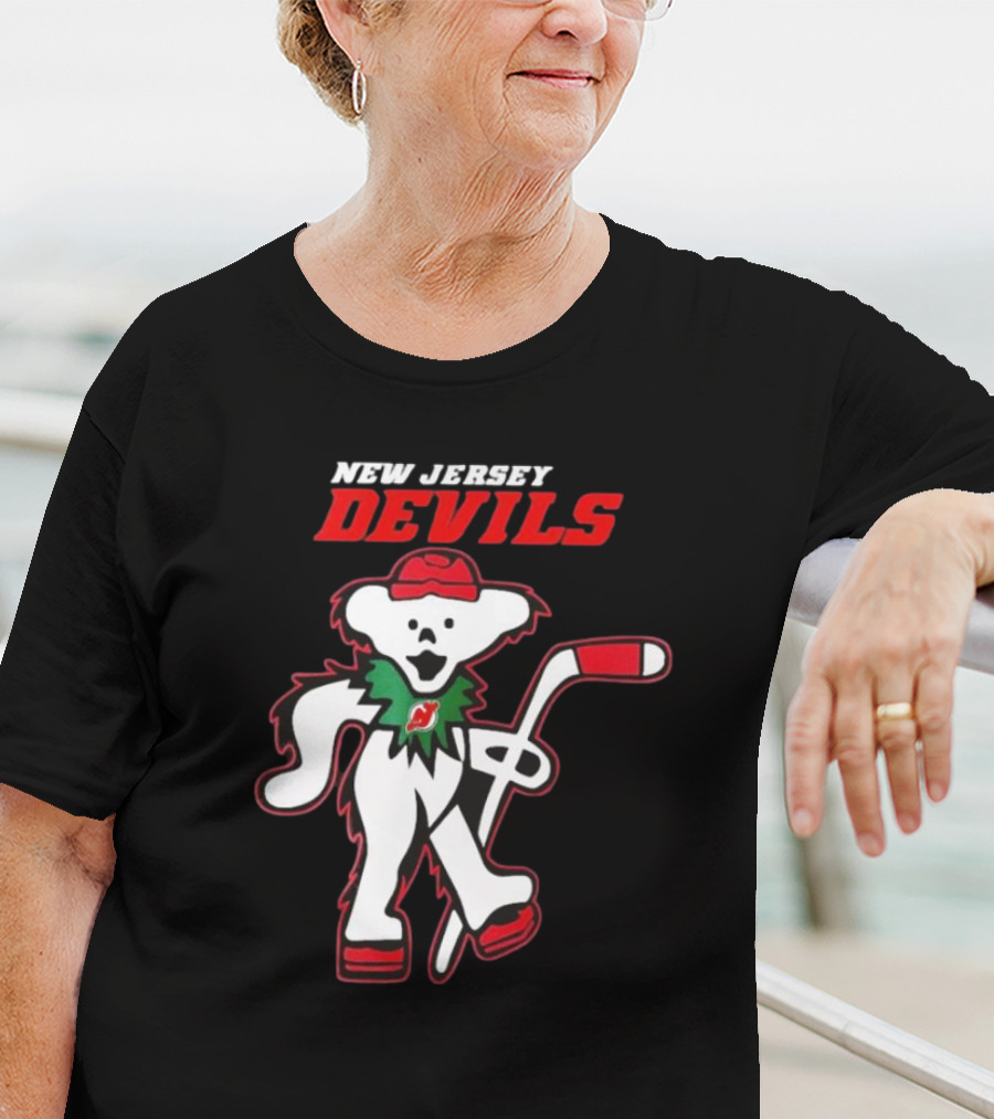 New Jersey Devils Hockey Grateful Dead Bear T-Shirt