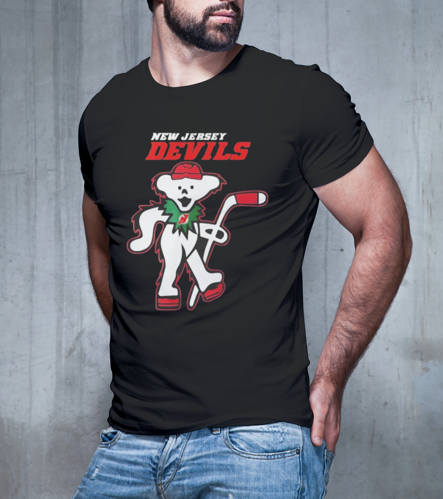 New Jersey Devils Hockey Grateful Dead Bear T-Shirt