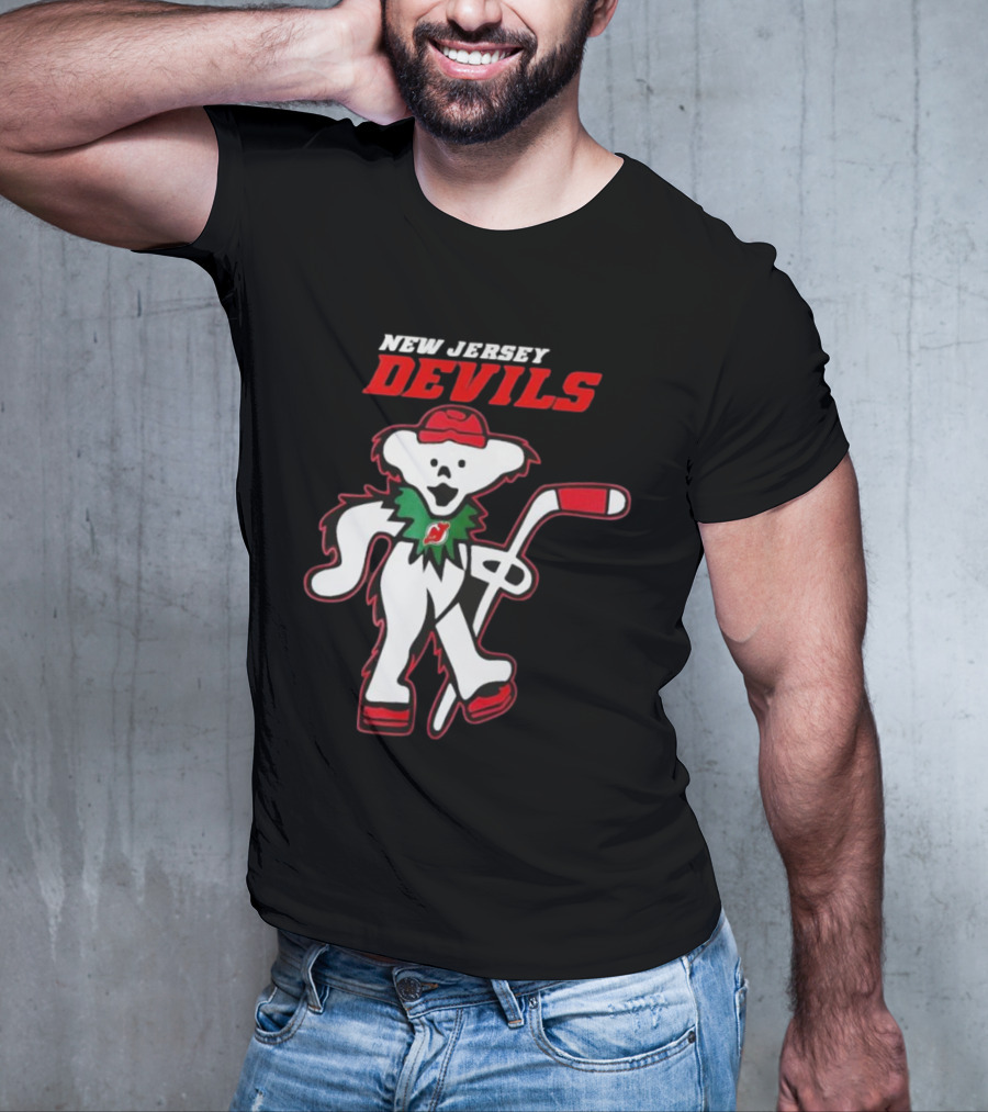 New Jersey Devils Hockey Grateful Dead Bear T-Shirt