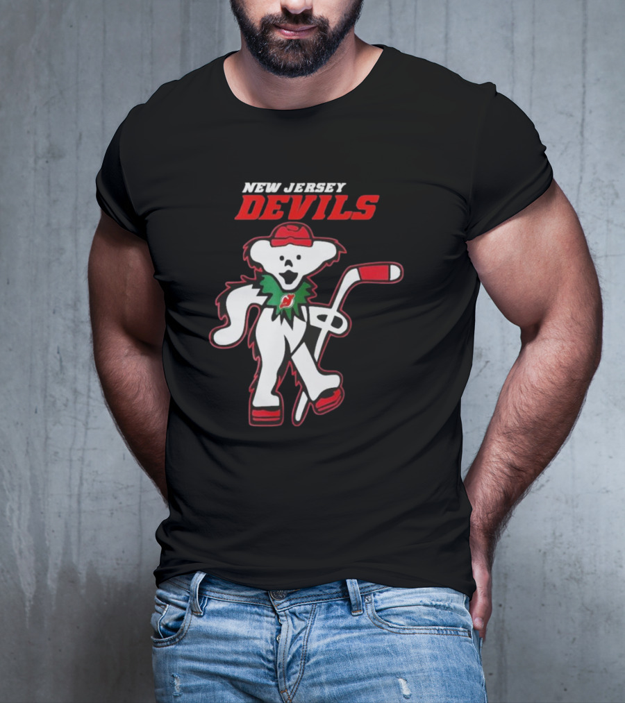 New Jersey Devils Hockey Grateful Dead Bear T-Shirt