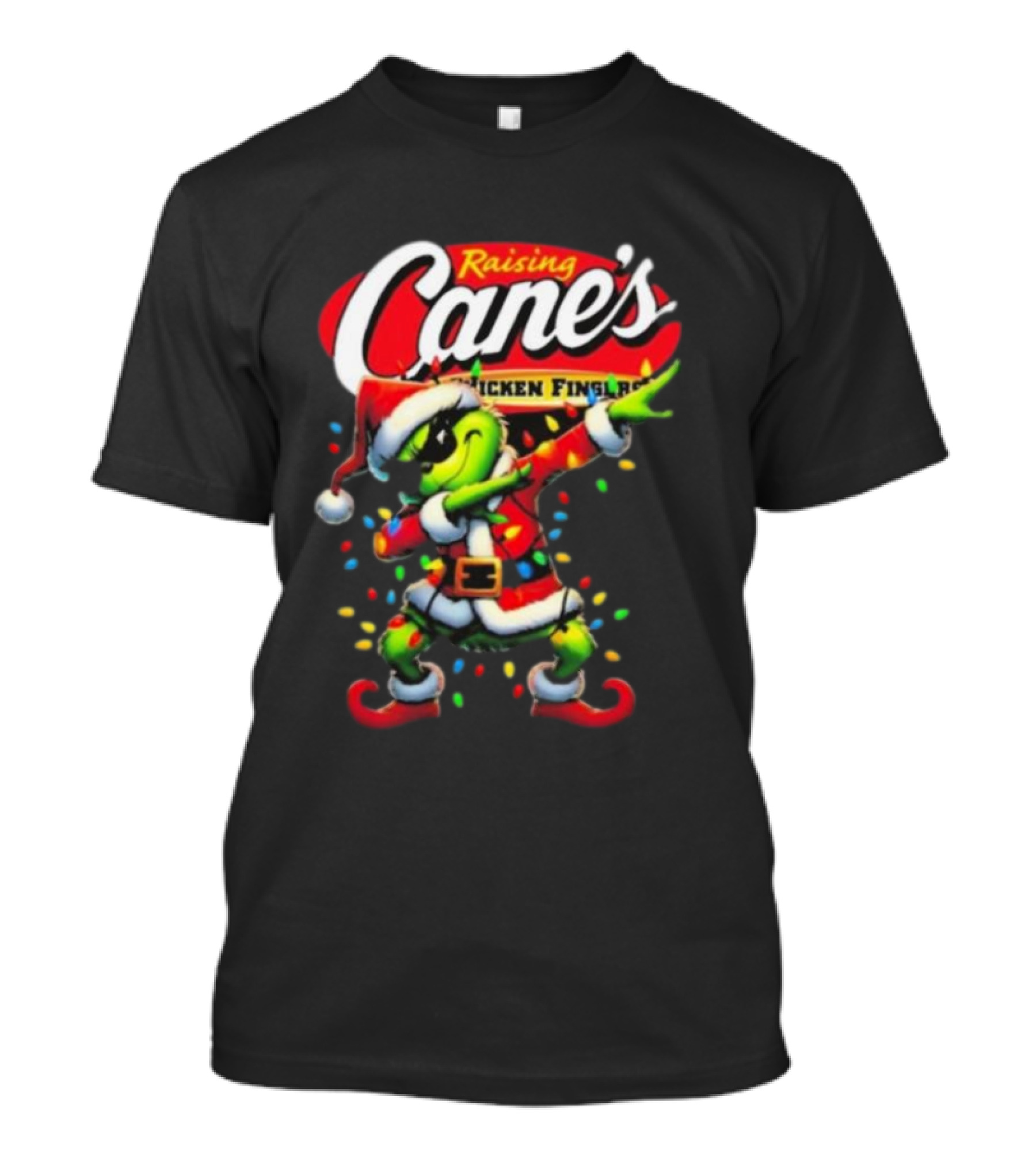 Grinch Santa Dabbing Raising Cane’s Chicken Fingers Christmas T-Shirt