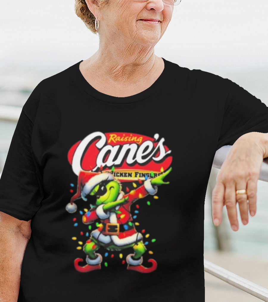 Grinch Santa Dabbing Raising Cane’s Chicken Fingers Christmas T-Shirt