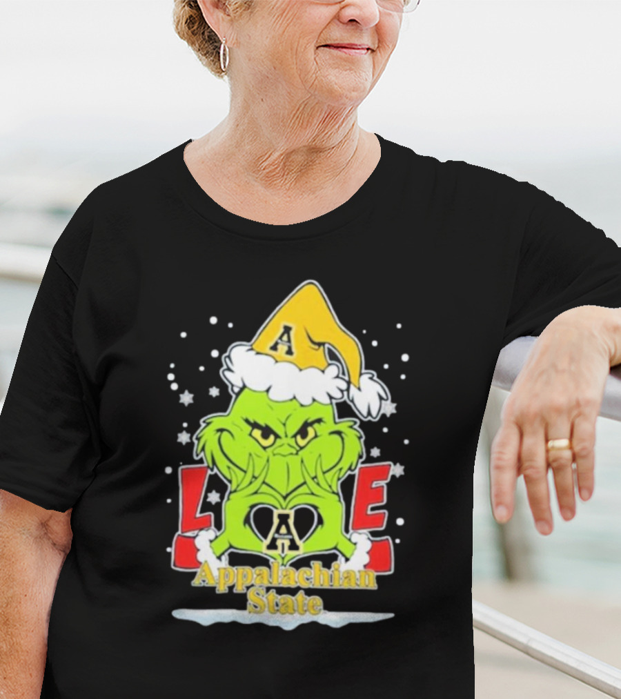 The Grinch Love Appalachian State Christmas Football T-Shirt