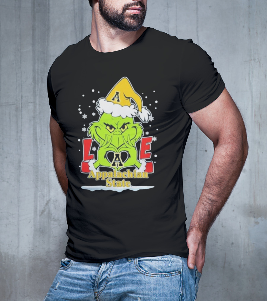 The Grinch Love Appalachian State Christmas Football T-Shirt