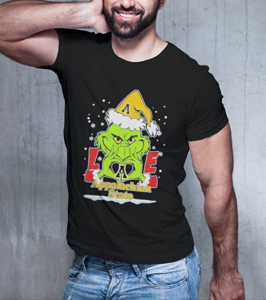 The Grinch Love Appalachian State Christmas Football T-Shirt