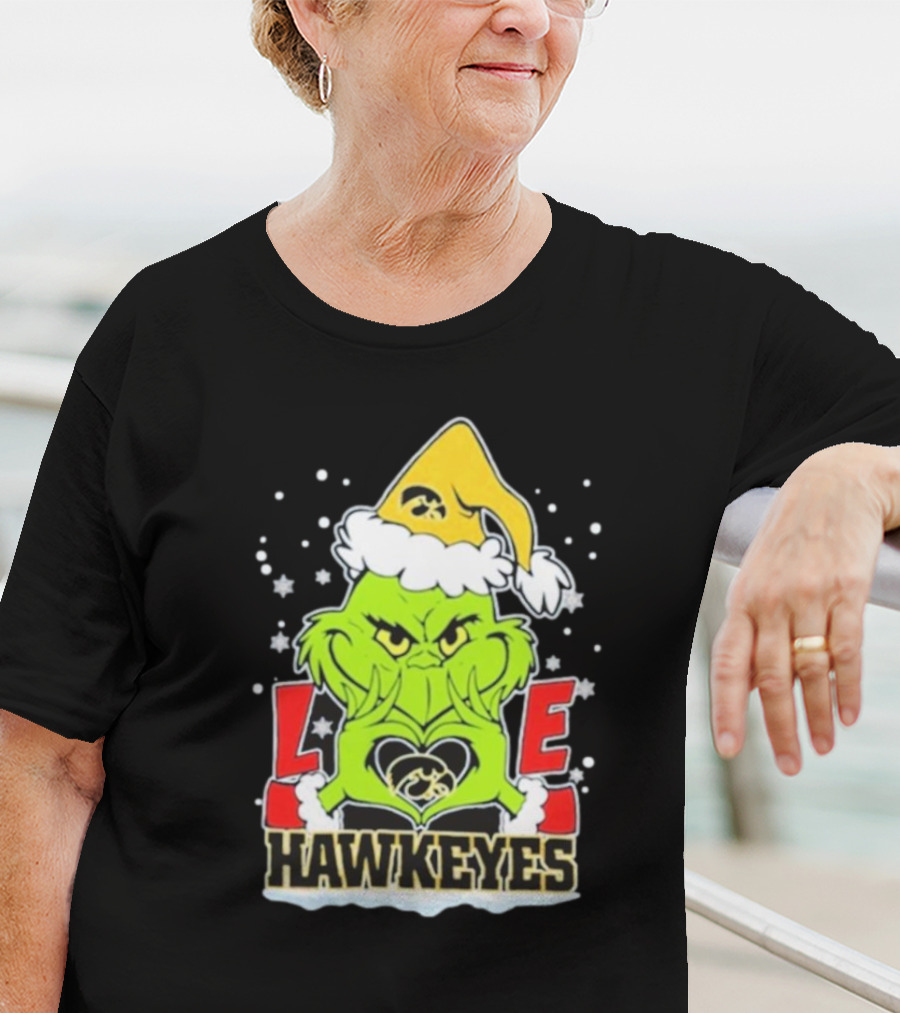 Grinch Love Hawkeyes Christmas Iowa Hawkeyes Football T-Shirt