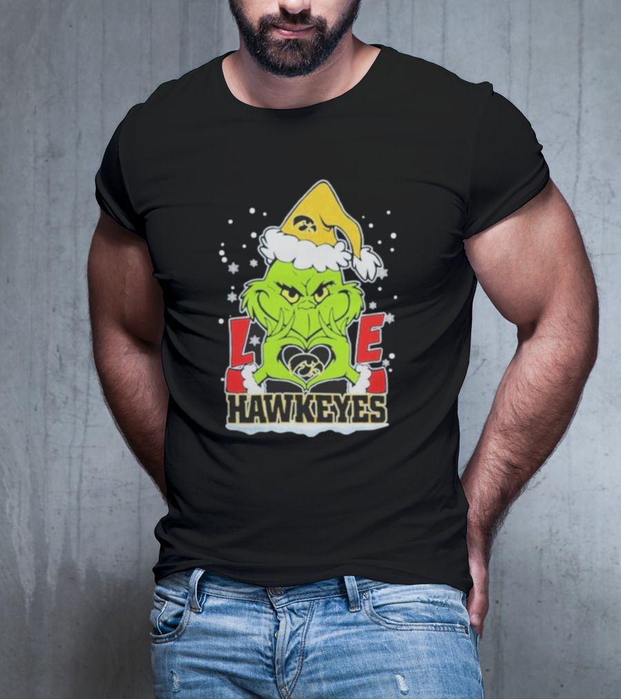 Grinch Love Hawkeyes Christmas Iowa Hawkeyes Football T-Shirt