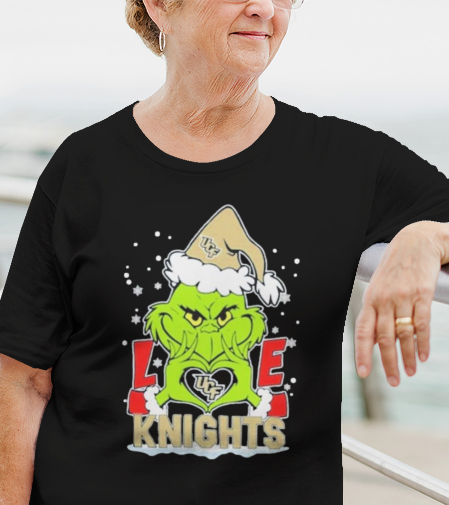 Grinch Love UCF Knights Christmas Football T-Shirt