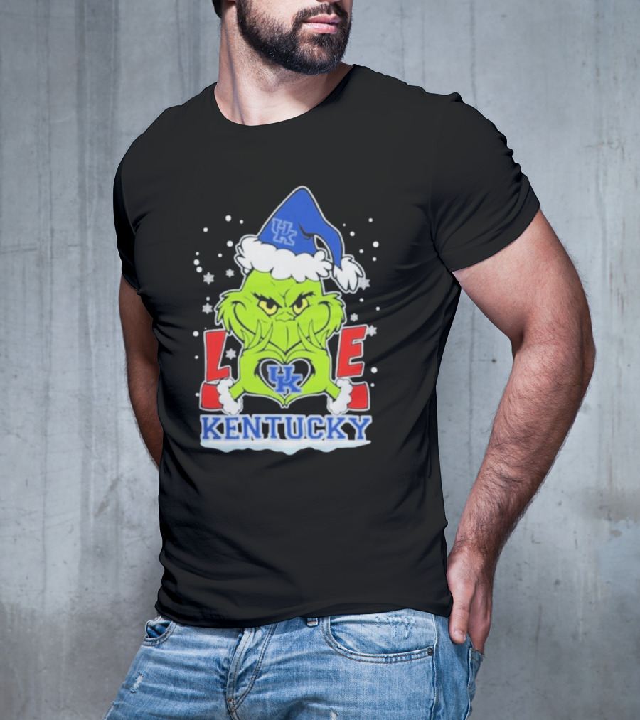 Grinch Love Kentucky Wildcats Football Christmas T-Shirt