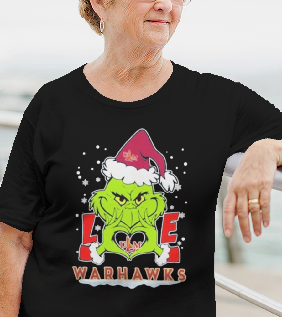 ULM Warhawks Football Grinch Love Christmas T-Shirt