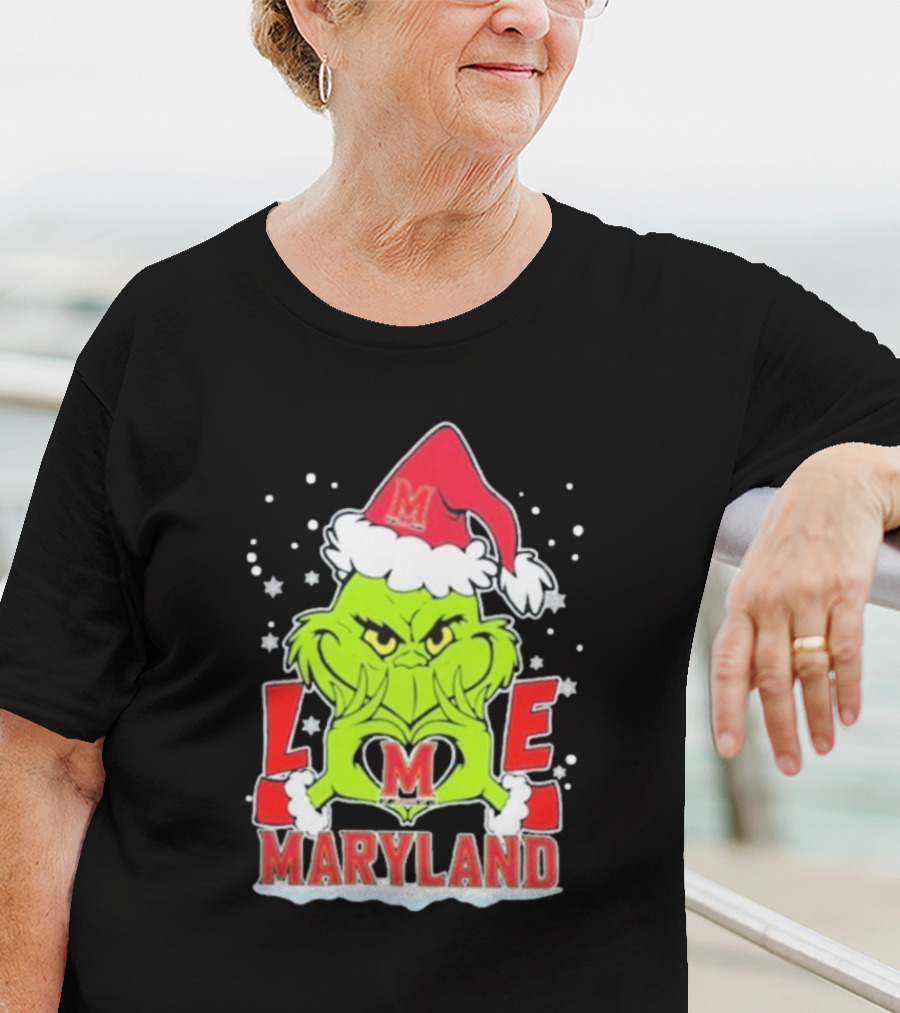 Grinch Love Maryland Terrapins Football Christmas T-Shirt