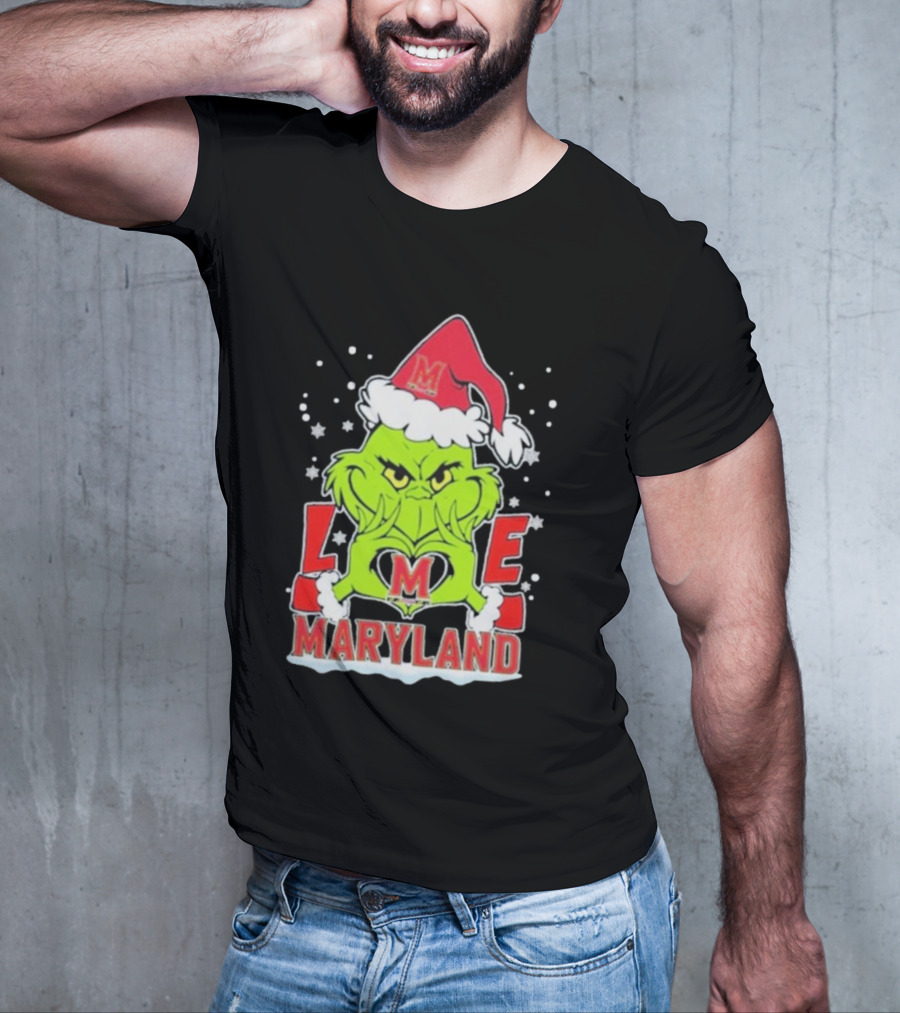 Grinch Love Maryland Terrapins Football Christmas T-Shirt