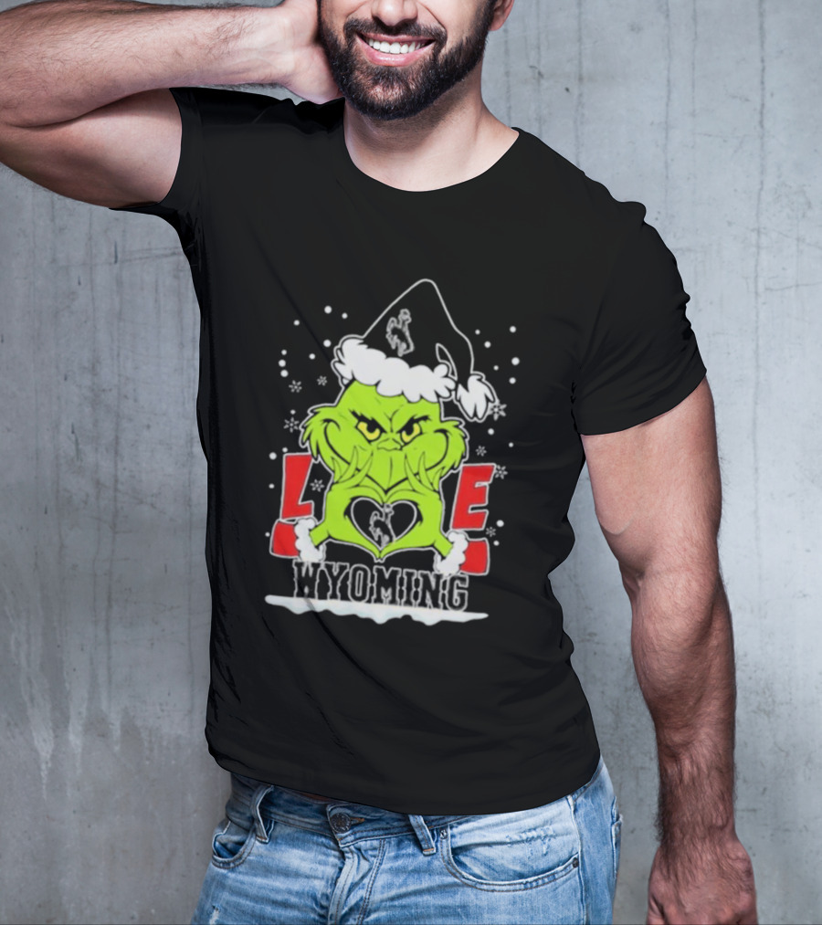 The Grinch Love Wyoming Cowboys Christmas T-Shirt