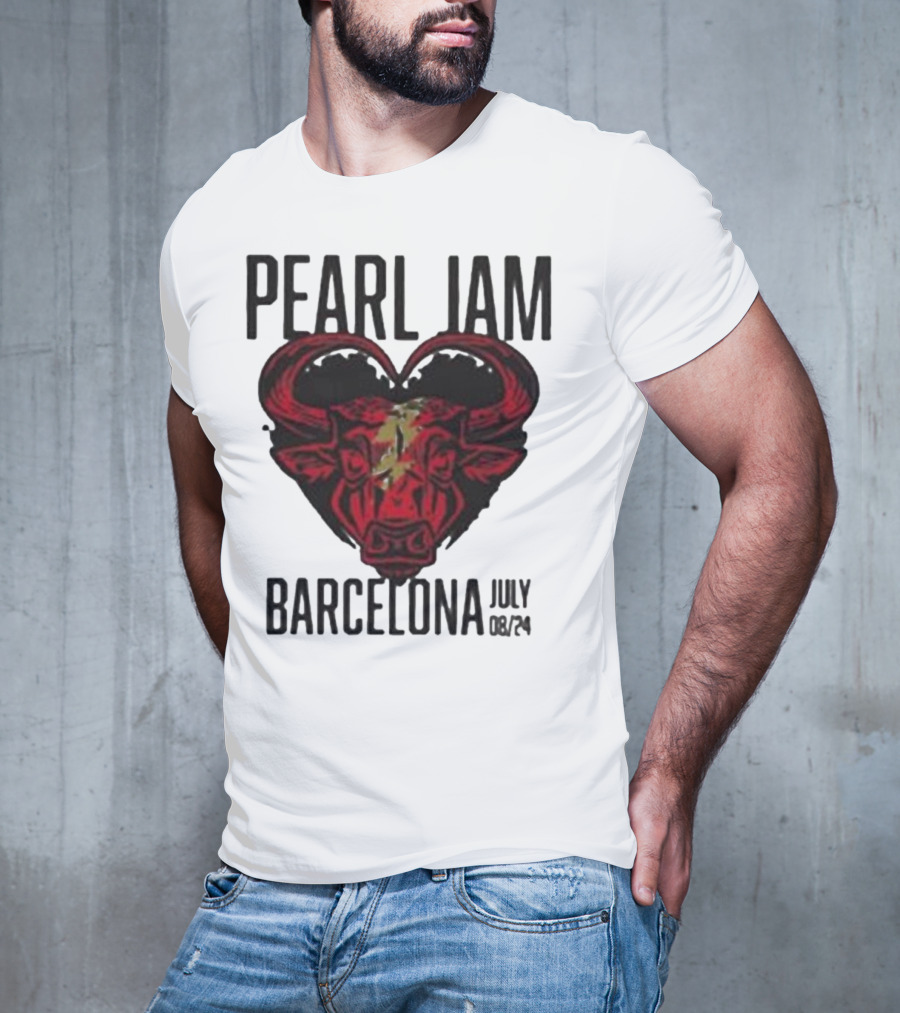 Pearl Jam Barcelona July 08/24 Bull Artwork Concert Event T-Shirt