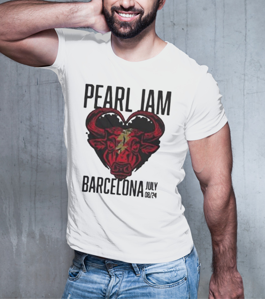 Pearl Jam Barcelona July 08/24 Bull Artwork Concert Event T-Shirt
