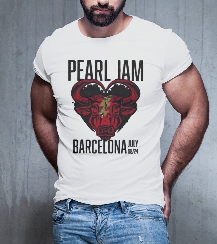 Pearl Jam Barcelona July 08/24 Bull Artwork Concert Event T-Shirt