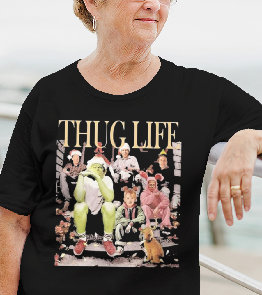 THUG LIFE Merry Christmas Grinch And Holiday Movie Icons T-Shirt