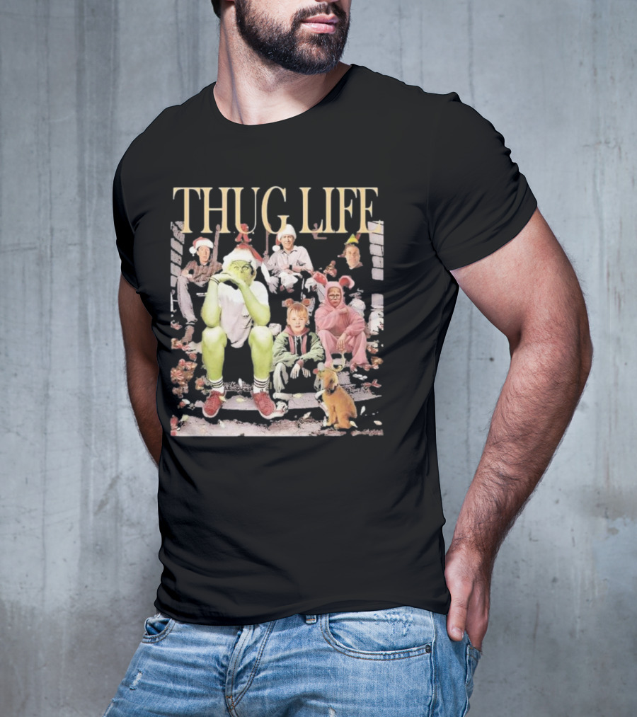 THUG LIFE Merry Christmas Grinch And Holiday Movie Icons T-Shirt