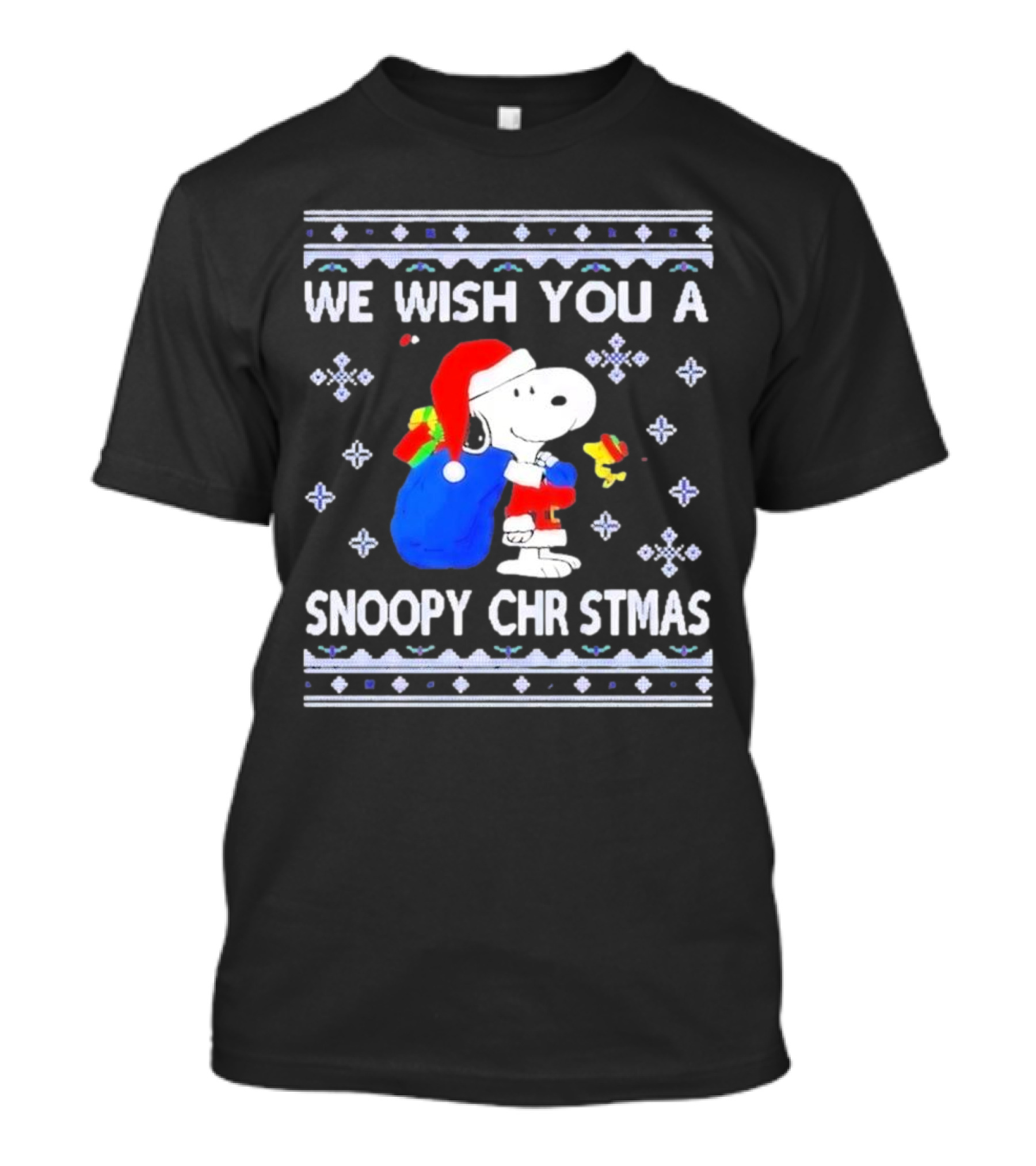 We Wish You A Snoopy Christmas Santa Hat And Gifts Peanuts Holiday T-Shirt