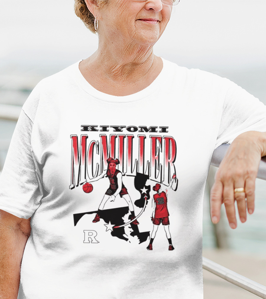Kiyomi McMiller Rutgers Scarlet Knights Basketball Red State Map T-Shirt