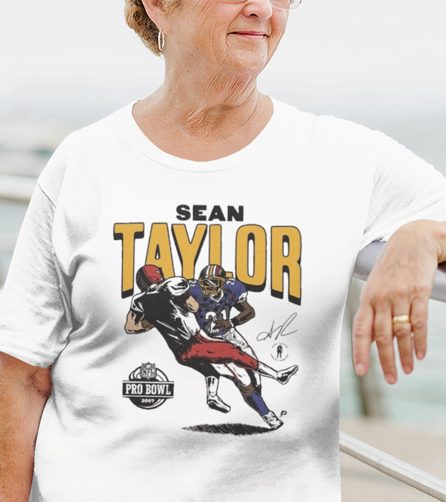 Sean Taylor NFL Pro Bowl 2007 Caricature Signature Washington Commanders T-Shirt
