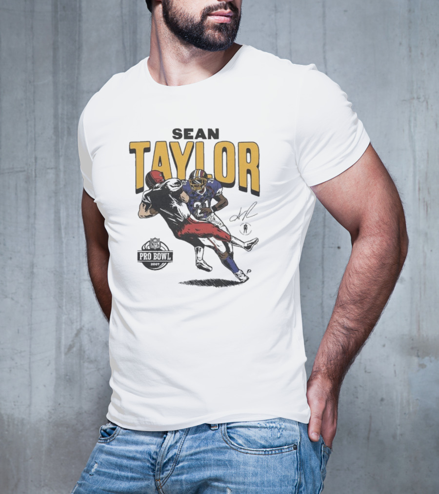 Sean Taylor NFL Pro Bowl 2007 Caricature Signature Washington Commanders T-Shirt