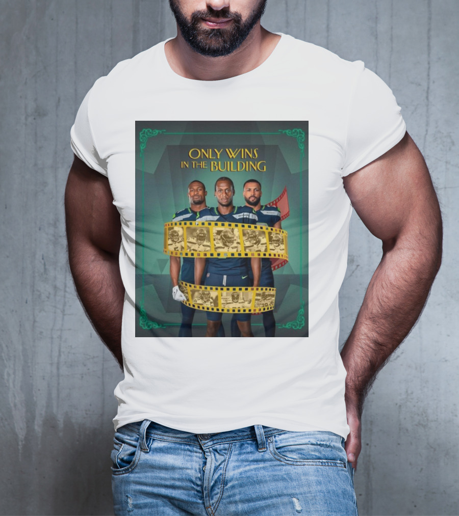 ONLY WINS IN THE BUILDING SEATTLE SEAHAWKS FILM STRIP BACKGROUND T-Shirt