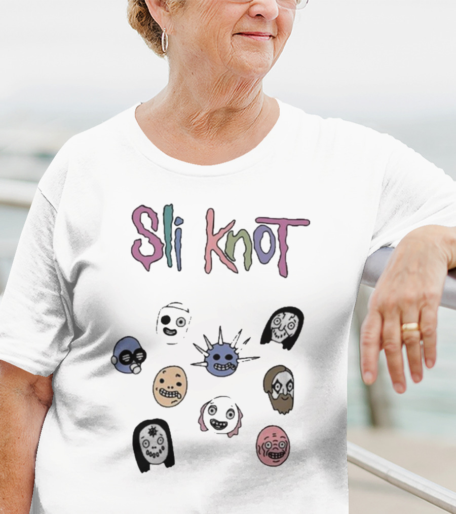 Sli Knot Cartoon Faces Collection From Custer T-Shirt